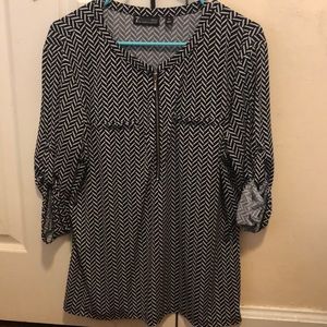 Black and white 7th avenue blouse
